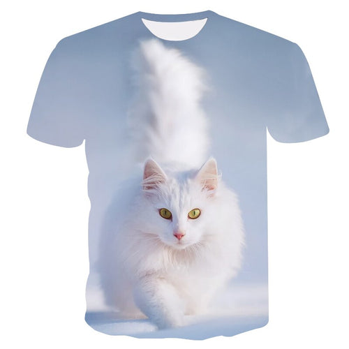 white cat  t shirt